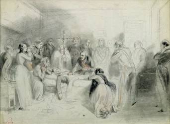 Die letzten Momente des Herzogs von Orleans nach dem Unfall in Neuilly, 13. Juli 1842
